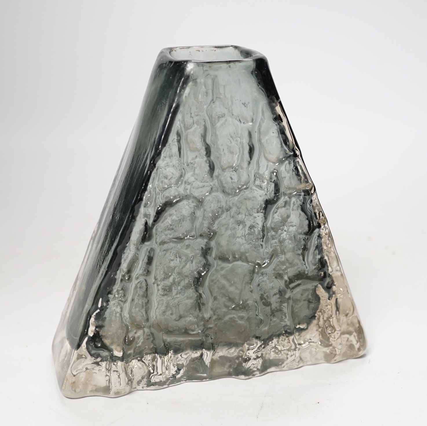 A Whitefriars ‘Pyramid’ vase in ‘pewter’, 18cm